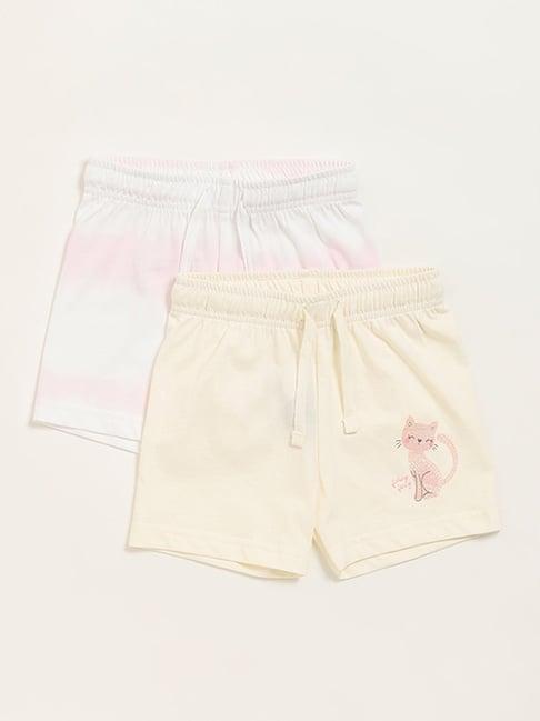 hop baby by westside multicolor assorted cotton shorts - pack of 2