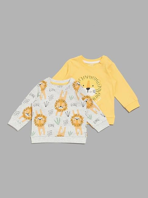 hop baby by westside multicolor lion printed t-shirt - pack of 2