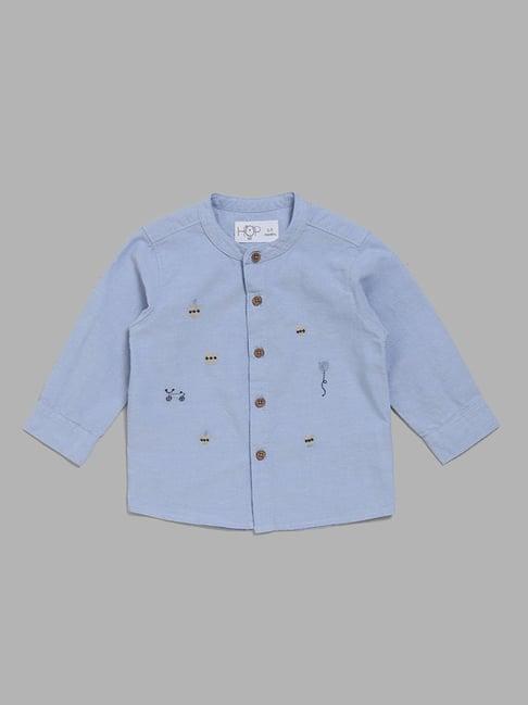 hop baby by westside pastel blue embroidered shirt