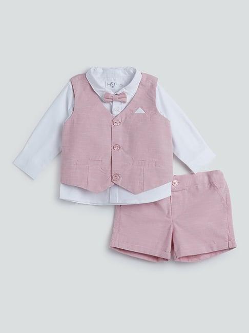 hop baby by westside pink waistcoat, shirt and pants set