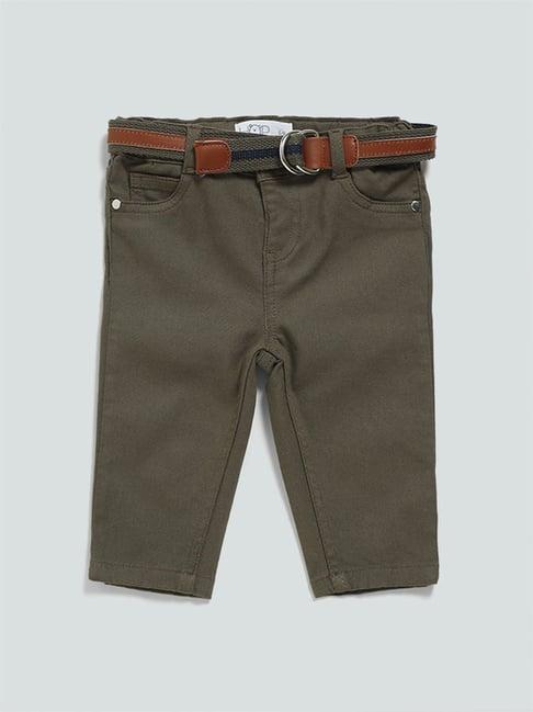 hop baby by westside plain olive denim jeans with belt