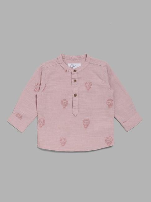 hop baby by westside rose pink lion embroidered shirt