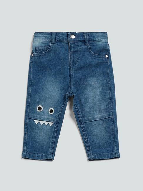 hop baby by westside solid blue denim jeans