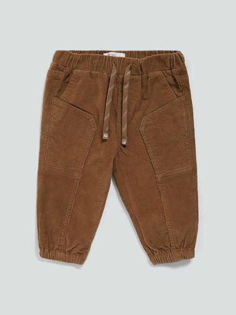 hop baby by westside solid brown corduroy joggers