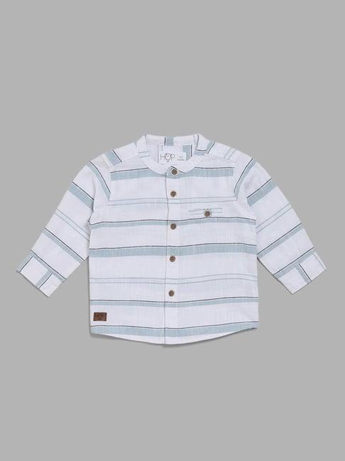 hop baby by westside teal striped shirt