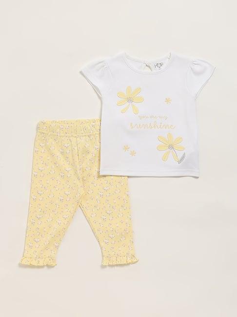 hop baby by westside white t-shirt & pants set