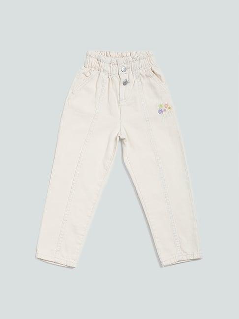 hop kids - junior girls by westside plain ecru jeans