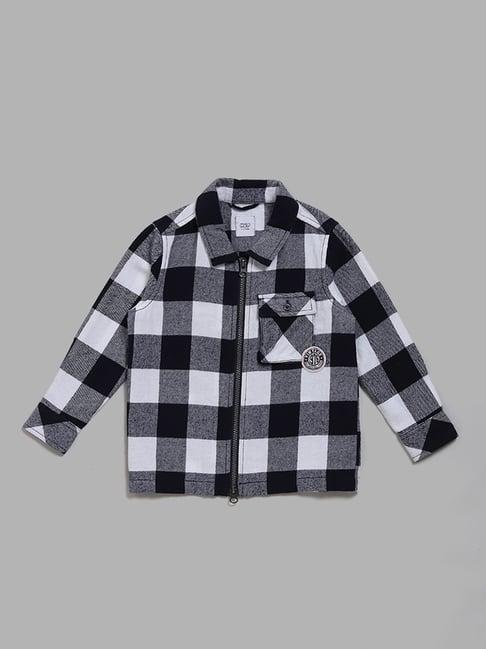 hop kids by westside black & white checked shirt