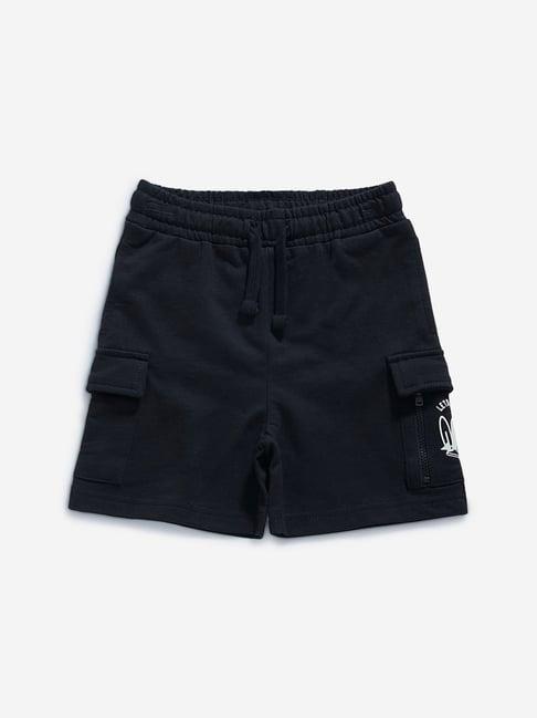hop kids by westside black cargo-style mid rise shorts