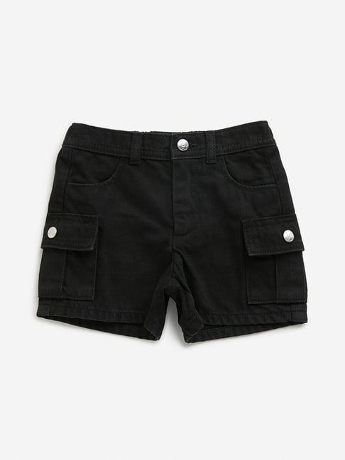 hop kids by westside black cargo-style mid rise shorts