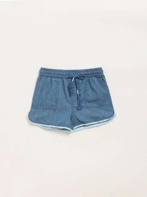 hop kids by westside blue chambray mid rise shorts