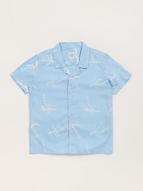 hop kids by westside blue printed shirt