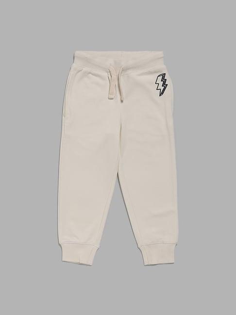 hop kids by westside cream ribbed joggers