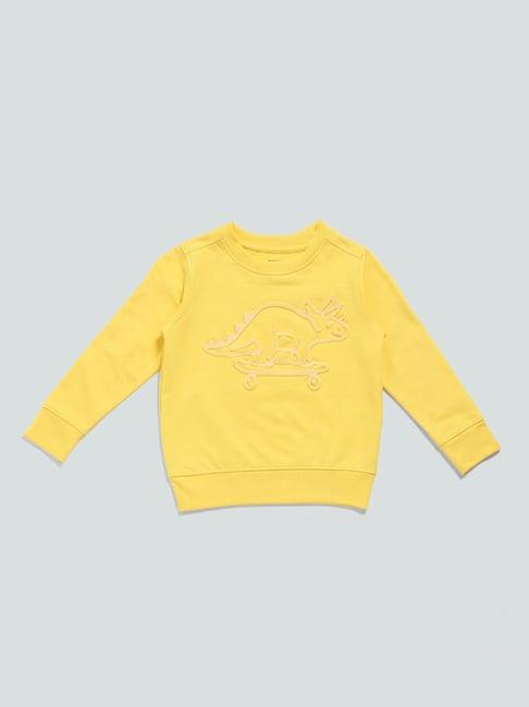 hop kids by westside dino printed yellow sweatshirt