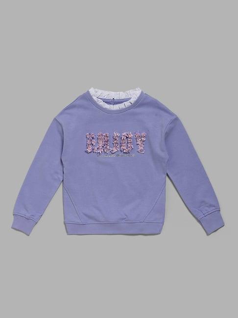 hop kids by westside floral patch embroidered lavender sweatshirt