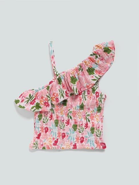 hop kids by westside floral printed asymmetric multicolored blouse