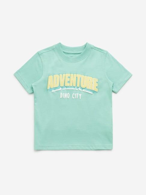 hop kids by westside green text design cotton t-shirt
