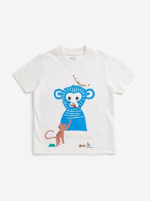 hop kids by westside light beige animal print t-shirt