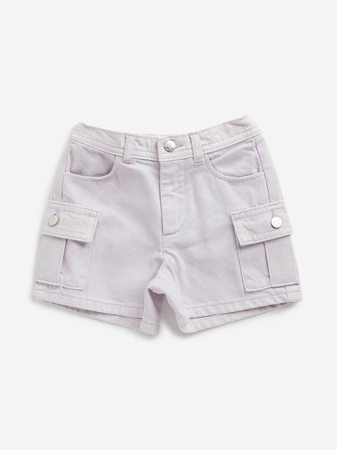 hop kids by westside lilac cargo-style mid rise shorts