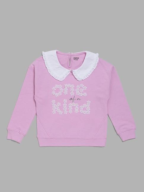 hop kids by westside lilac embroidered peter pan collar sweatshirt