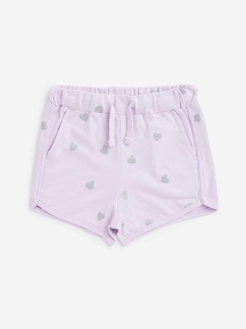 hop kids by westside lilac heart design shorts