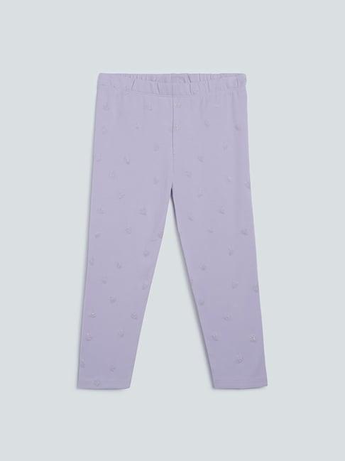 hop kids by westside lilac heart-patterned leggings