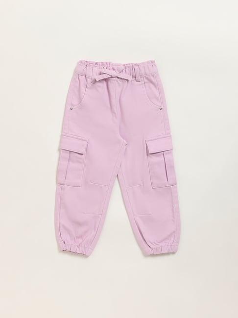 hop kids by westside lilac mid-rise cargo joggers