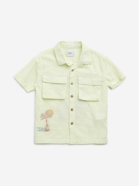 hop kids by westside lime seersucker textured cotton shirt