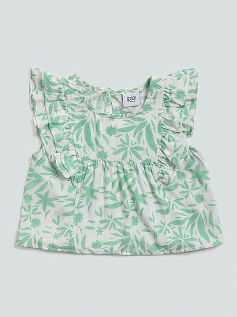 hop kids by westside mint green carla printed blouse