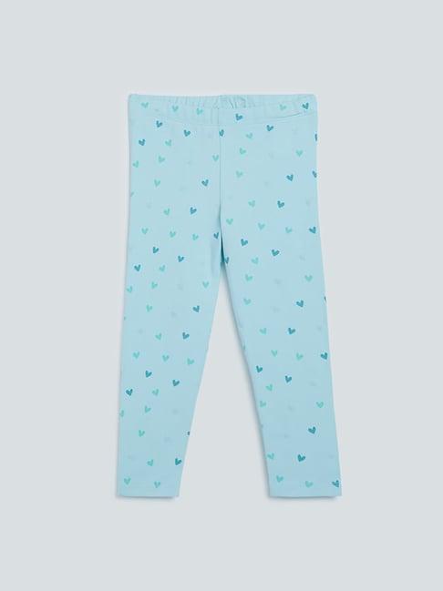 hop kids by westside mint heart-patterned leggings