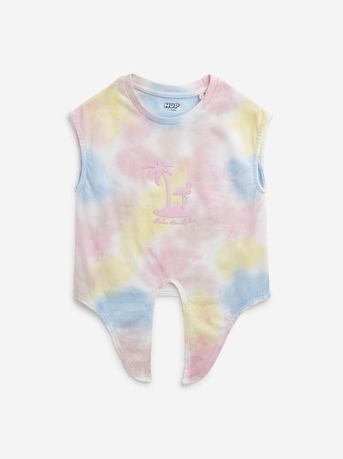 hop kids by westside multicolor tie-dye printed top