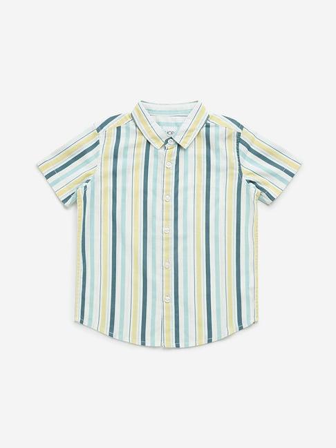 hop kids by westside multicolour striped cotton shirt