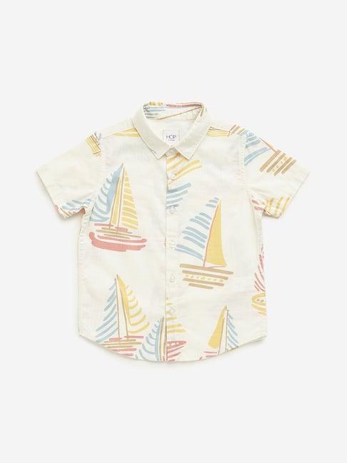 hop kids by westside off-white boat printed shirt