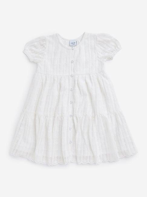 hop kids by westside off-white embroidered dress