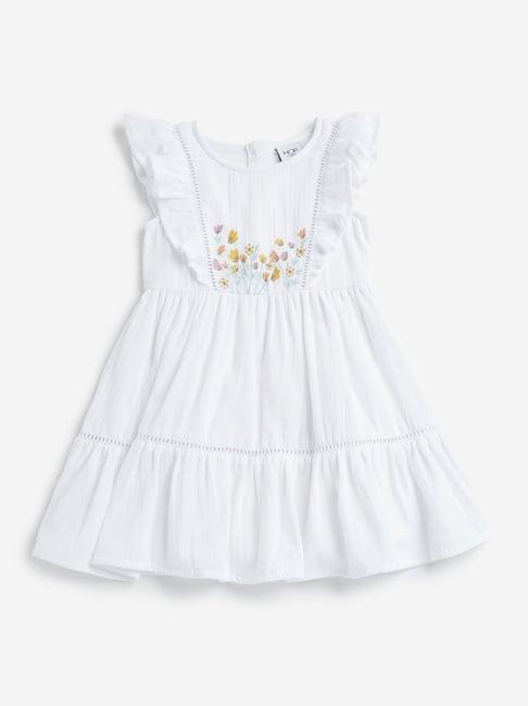 hop kids by westside off-white floral tiered dress