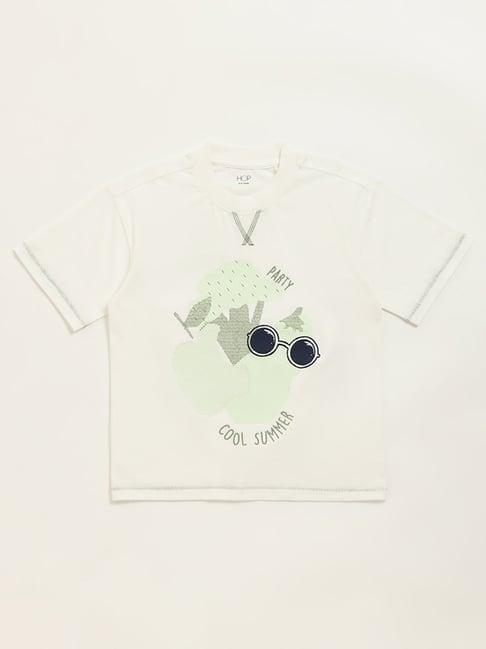 hop kids by westside off-white textured t-shirt