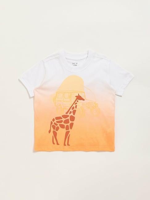 hop kids by westside peach giraffe print t-shirt