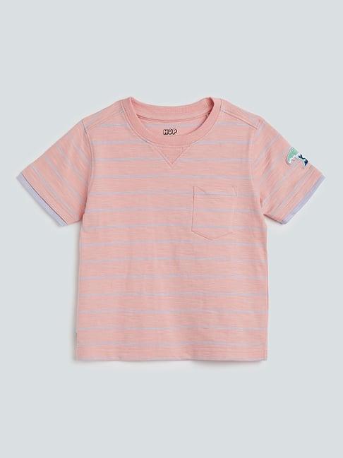 hop kids by westside peach striped t-shirt