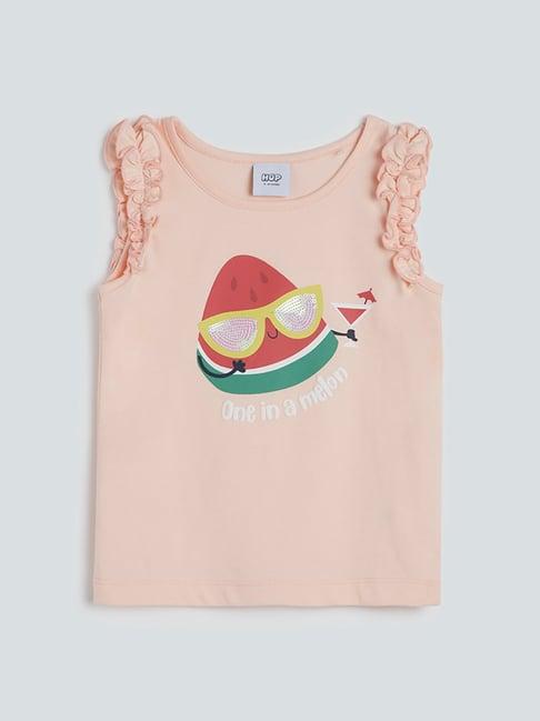 hop kids by westside peach watermelon print top