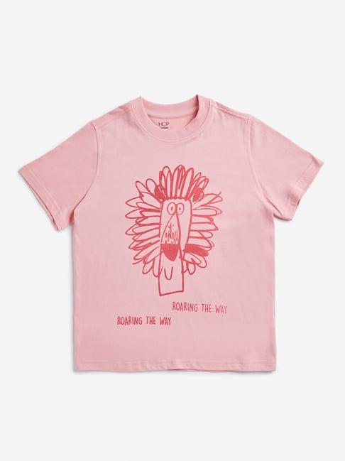 hop kids by westside pink animal printed t-shirt
