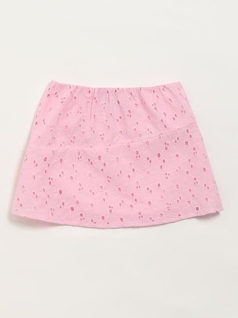 hop kids by westside pink embroidered skirt