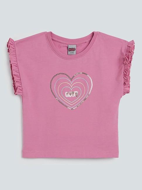 hop kids by westside pink heart pattern top