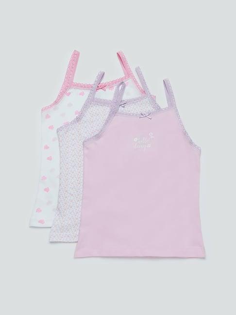 hop kids by westside pink printed camisole pack of three