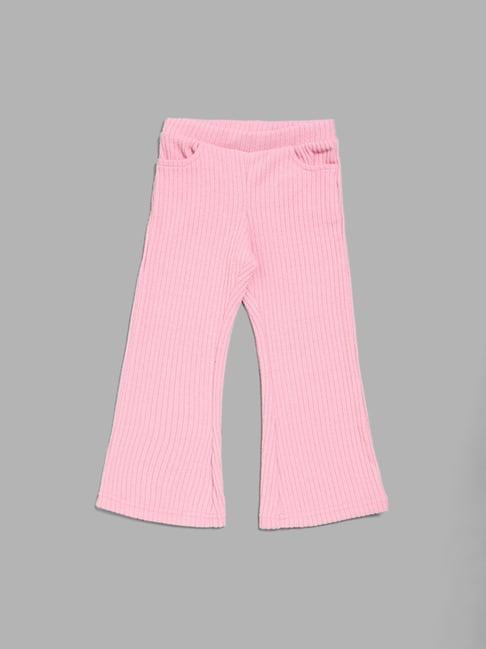 hop kids by westside pink self-striped bootcut trousers