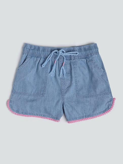 hop kids by westside plain light wash shorts
