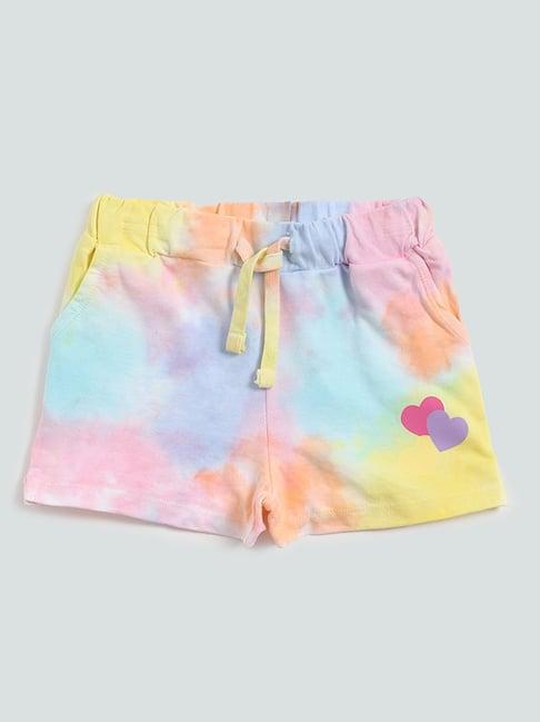 hop kids by westside playful multi-colored printed shorts