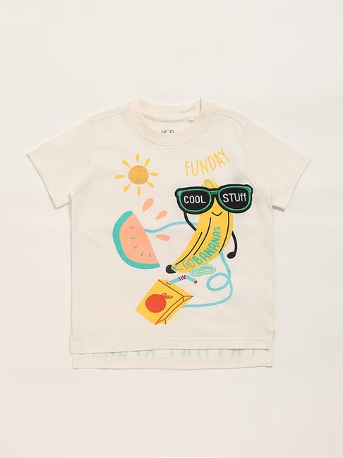 hop kids by westside printed cream t-shirt