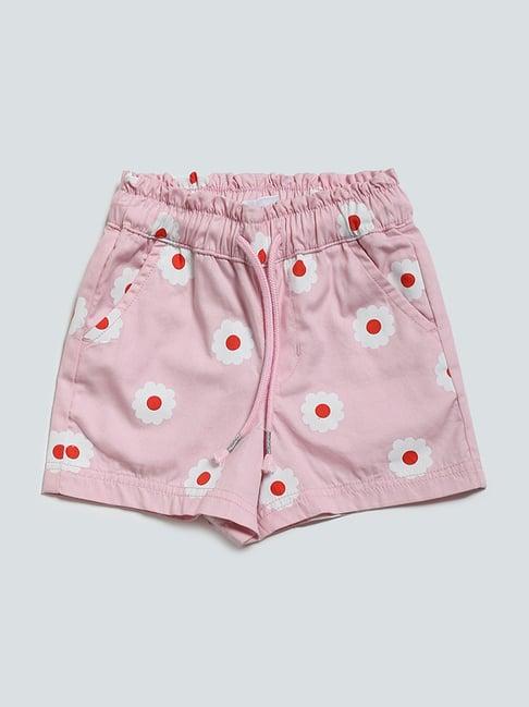 hop kids by westside printed pink shorts