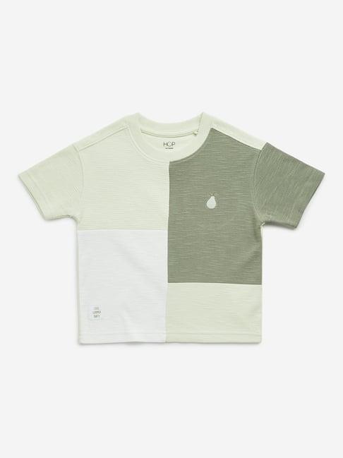 hop kids by westside sage colour-blocked design cotton t-shirt