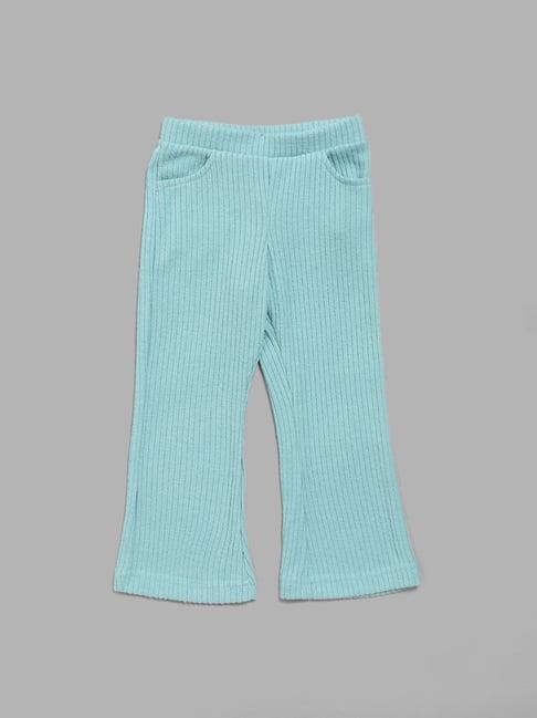 hop kids by westside self-striped sky blue trousers